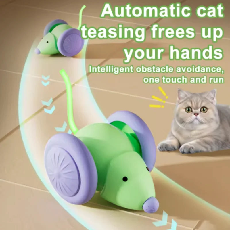 Hot Electric Mouse Car Interactive Cat Toy Rechargeable Automatic Intelligent Obstacle Avoidance Kitten Plaything for Cats
