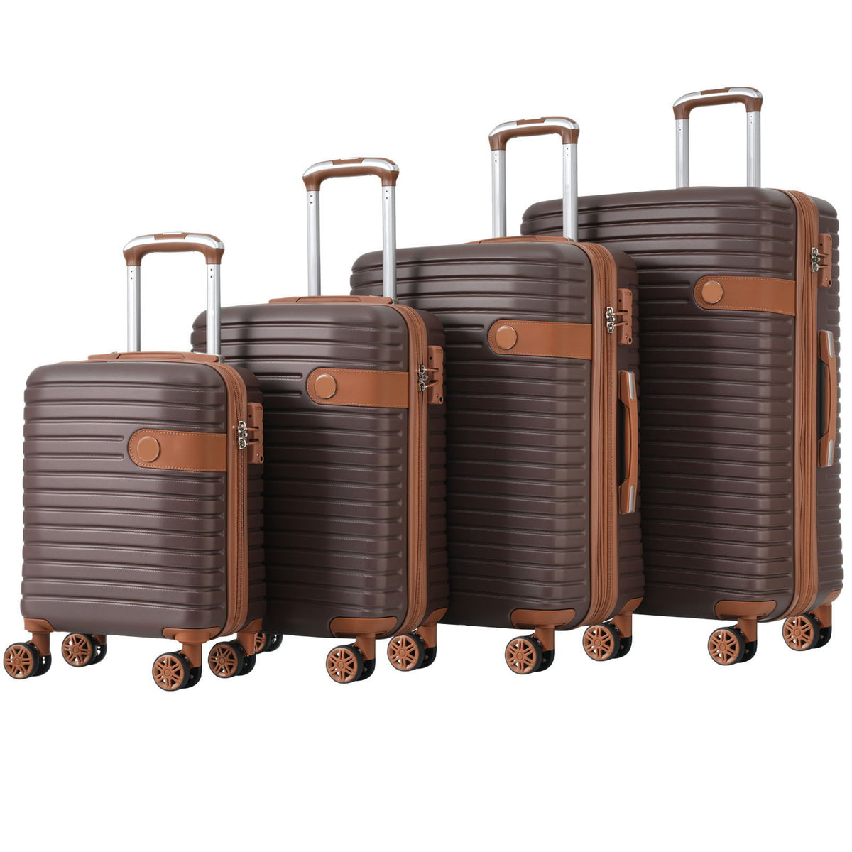 4 Piece Luggage Suitcase Set, Hard Shell Lightweight Expandable Travel Luggage With 4 Packing Cubes
