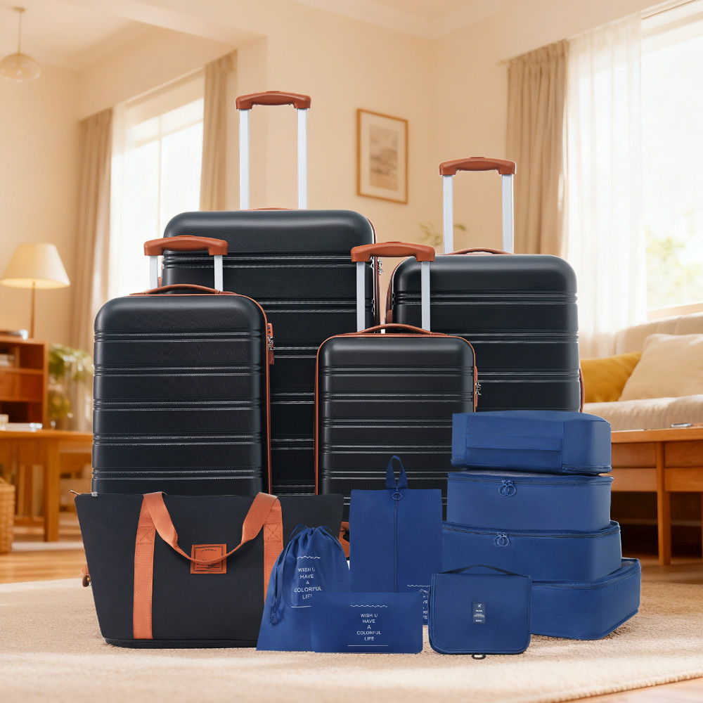 Hardshell Luggage Sets 4 Pieces + Bag Spinner Suitcase With Tsa Lock Lightweight - 16" / 20" / 24" / 28" Luggages